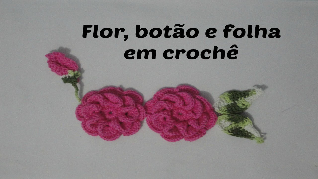 Folha, botão e flor em crochê para aplicação em tapete | Marta Alves