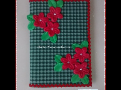 DIY Caderno Decorado com Flores e Folhas Frisadas