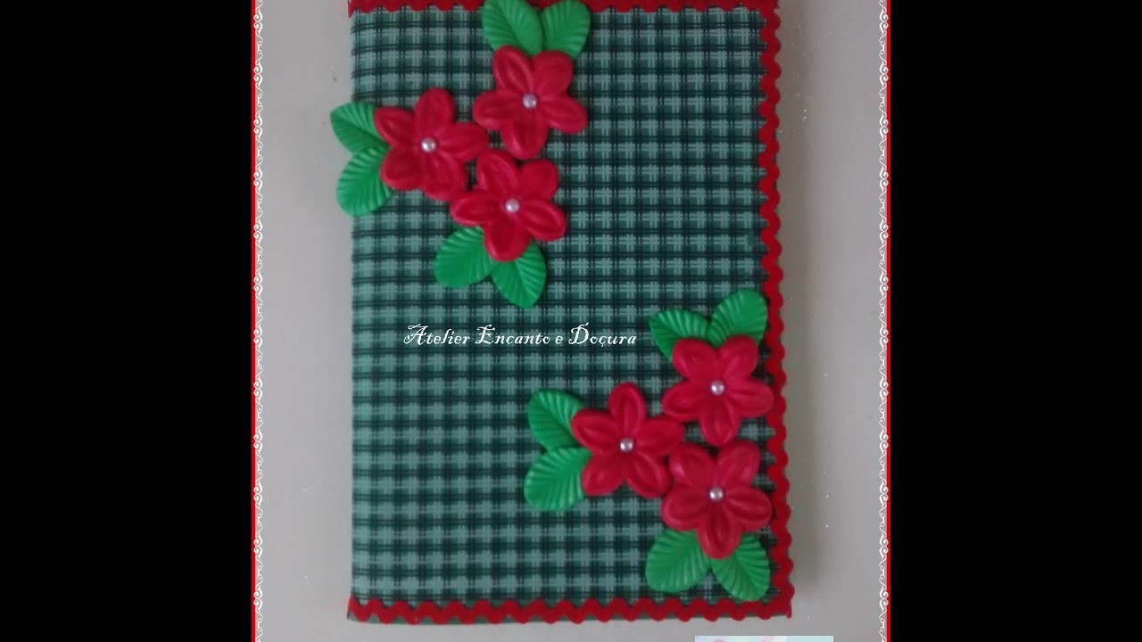 DIY Caderno Decorado com Flores e Folhas Frisadas