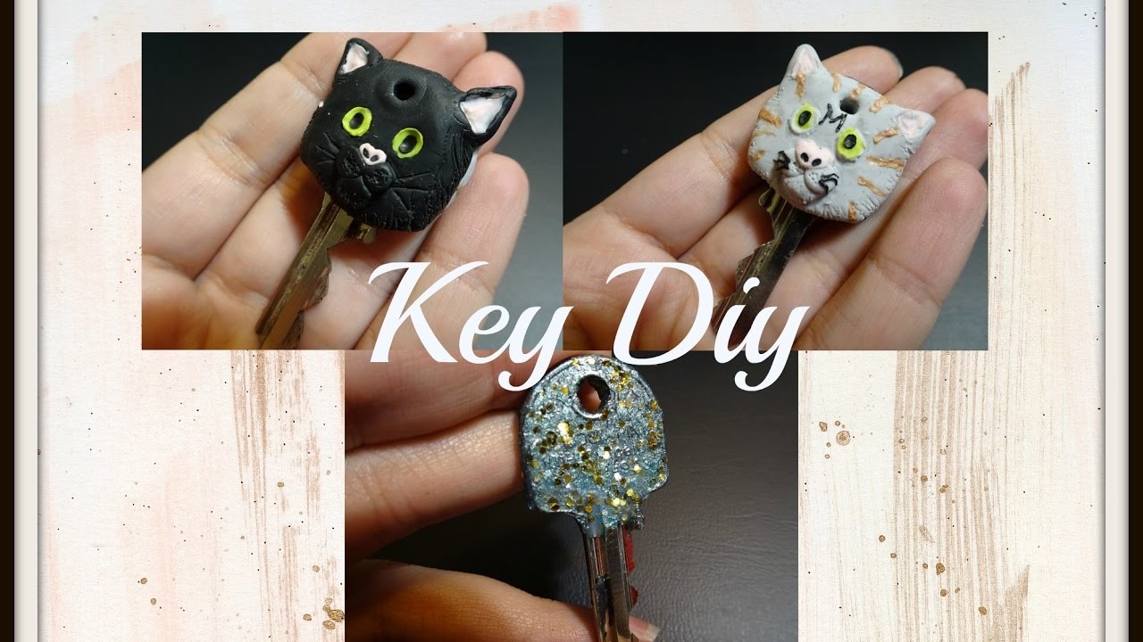 Diy Chaves decoradas em Fimo e tinta. Key cover in polymer clay and painted