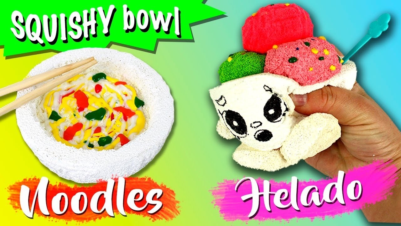 DIY * SQUISHY de NOODLES e SORVETE * SQUISHIES caseiros