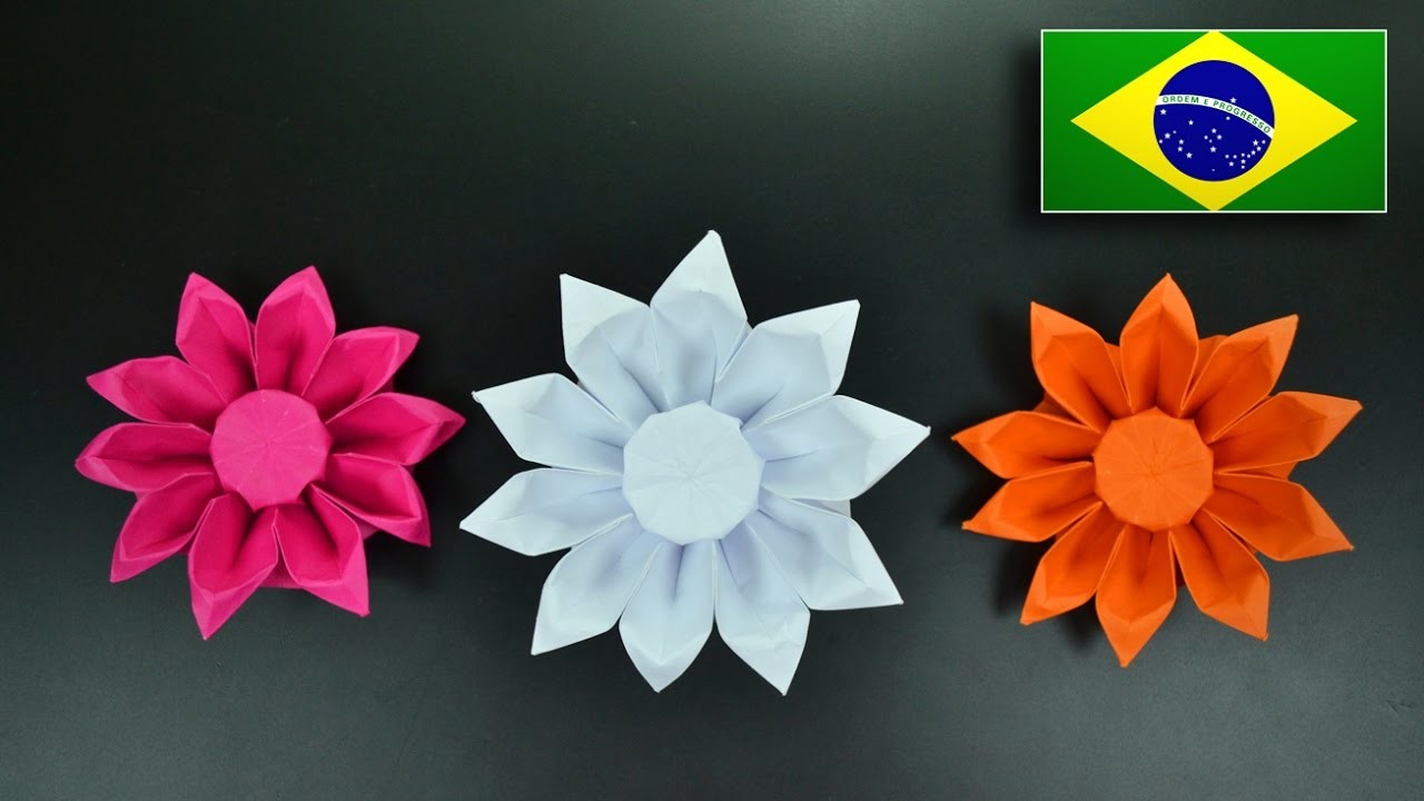 Origami: Flor Gérbera - Instruções em Português BR