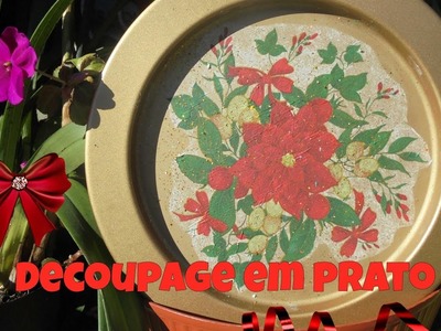 Prato em Decoupage - Tutorial de Natal