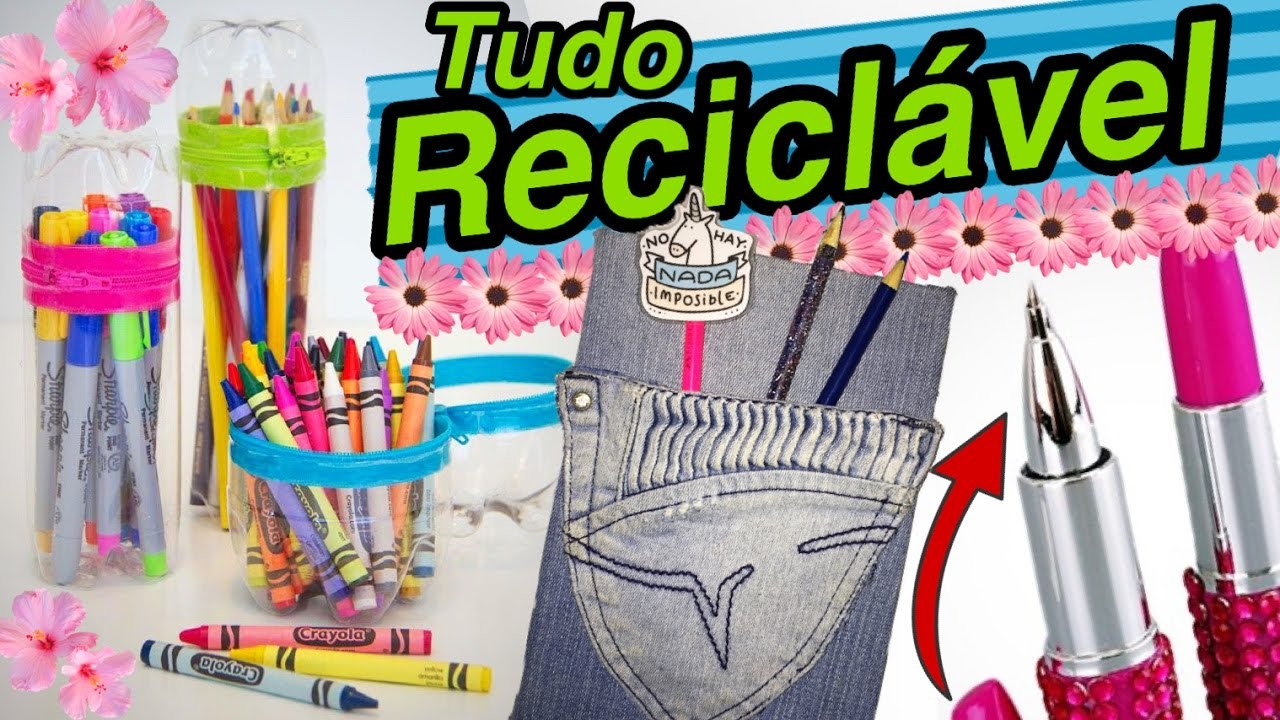 MATERIAL ESCOLAR RECICLÁVEL | DIY Back to school recycling - Ft Bárbara Deschamps
