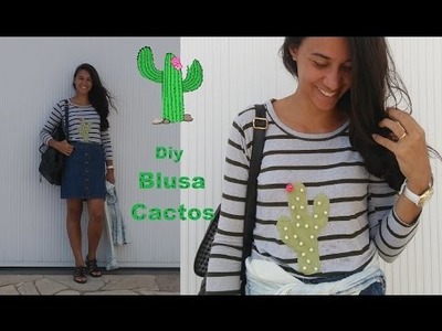 Diy:Customização Blusa com Cactos