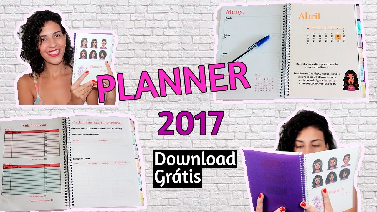 Planner 2017 para download - Especial cacheadas