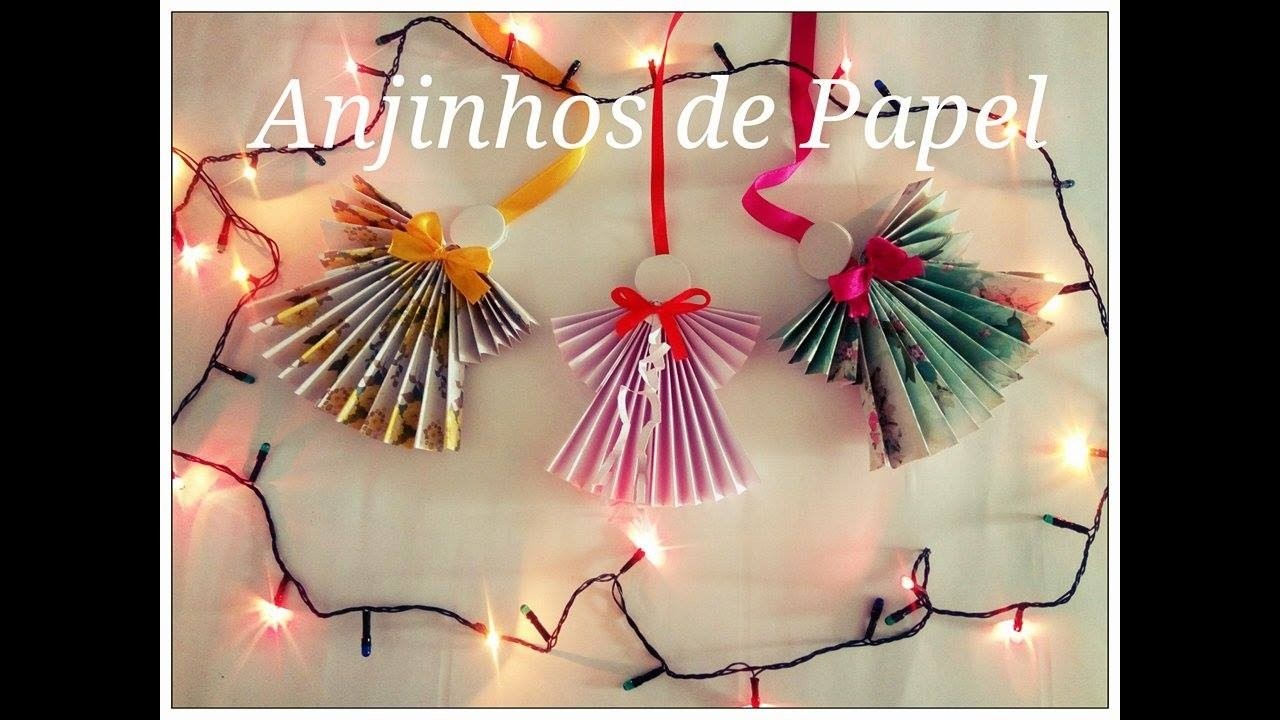 DIY- DECORAÇÃO DE NATAL - COMO FAZER ANJINHOS DE PAPEL