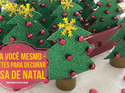 DIY: Mini árvores de Natal em Tubetes com M&Ms  para enfeitar mesa de Natal