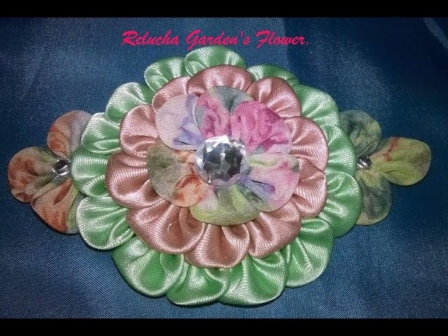 Kanzashi #78 - Linda Flor em Cetim e Organza - DIY - Satin Flower