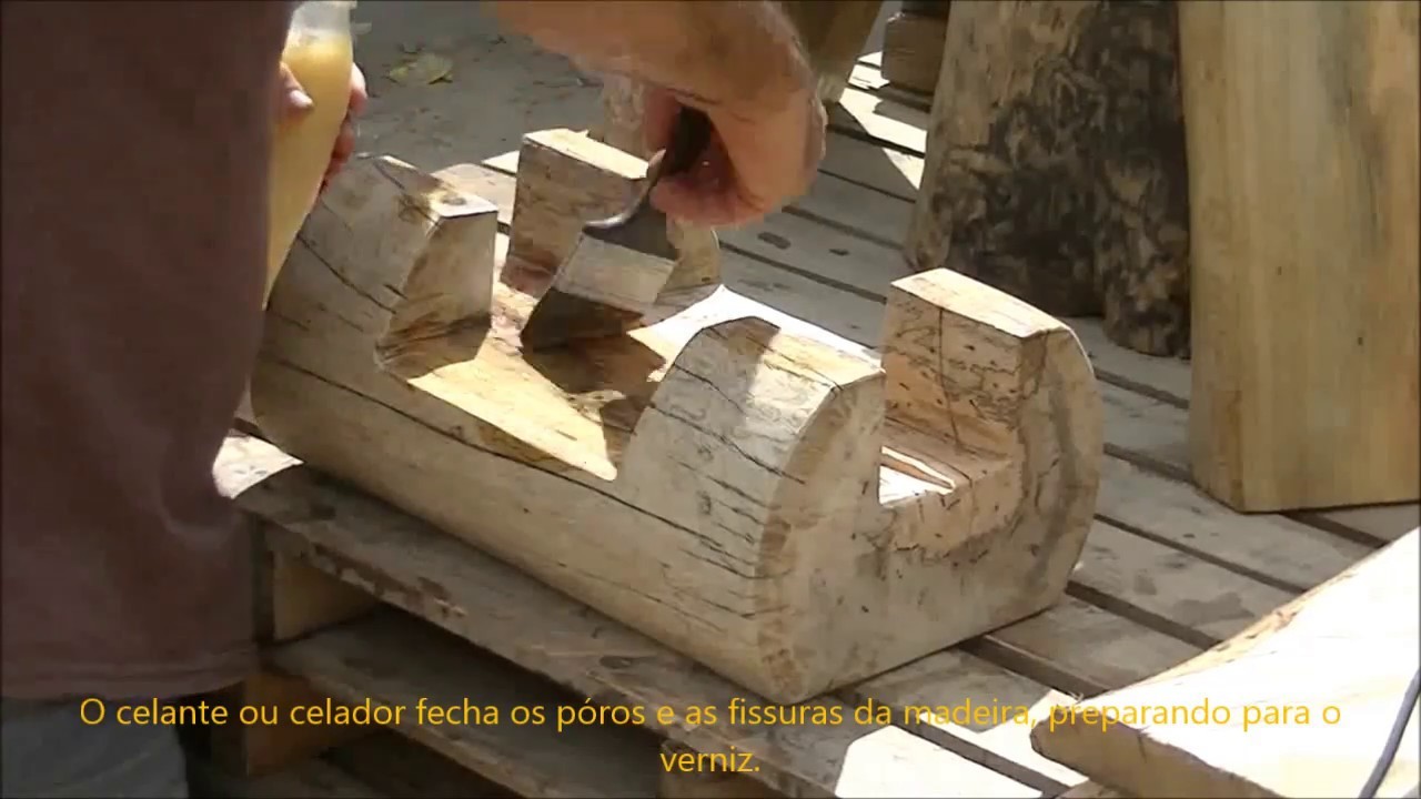 Usando a motosserra para fazer pequenos móveis | DIY - Log step stool #2