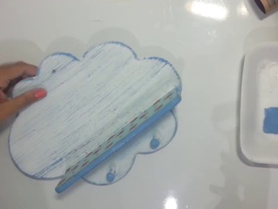 DIY - Prateleira Nuvem em Mdf com Falsa Pátina + Decoupage de Tecido