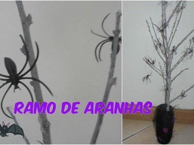 Ramo de árvore com aranhas - Decoração de Halloween