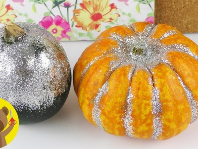 Abóboras com glitter | Decoração para halloween ????