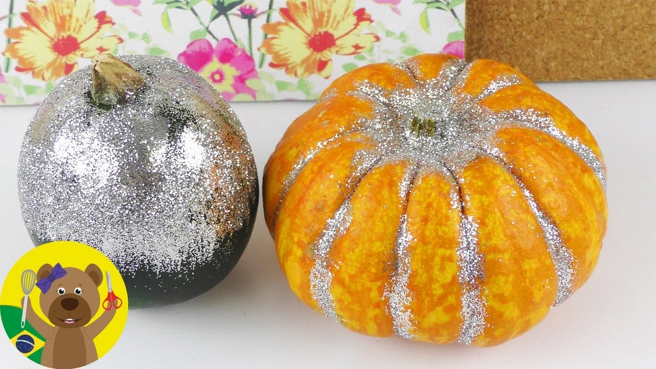 Abóboras com glitter | Decoração para halloween ????