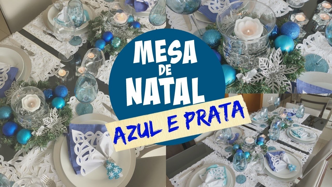 DECORAÇÃO DE MESA DE NATAL AZUL | #ClubeDaCasa
