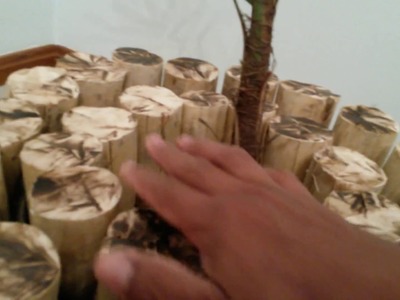 Decoração Vaso feito com toquinhos de eucalipto