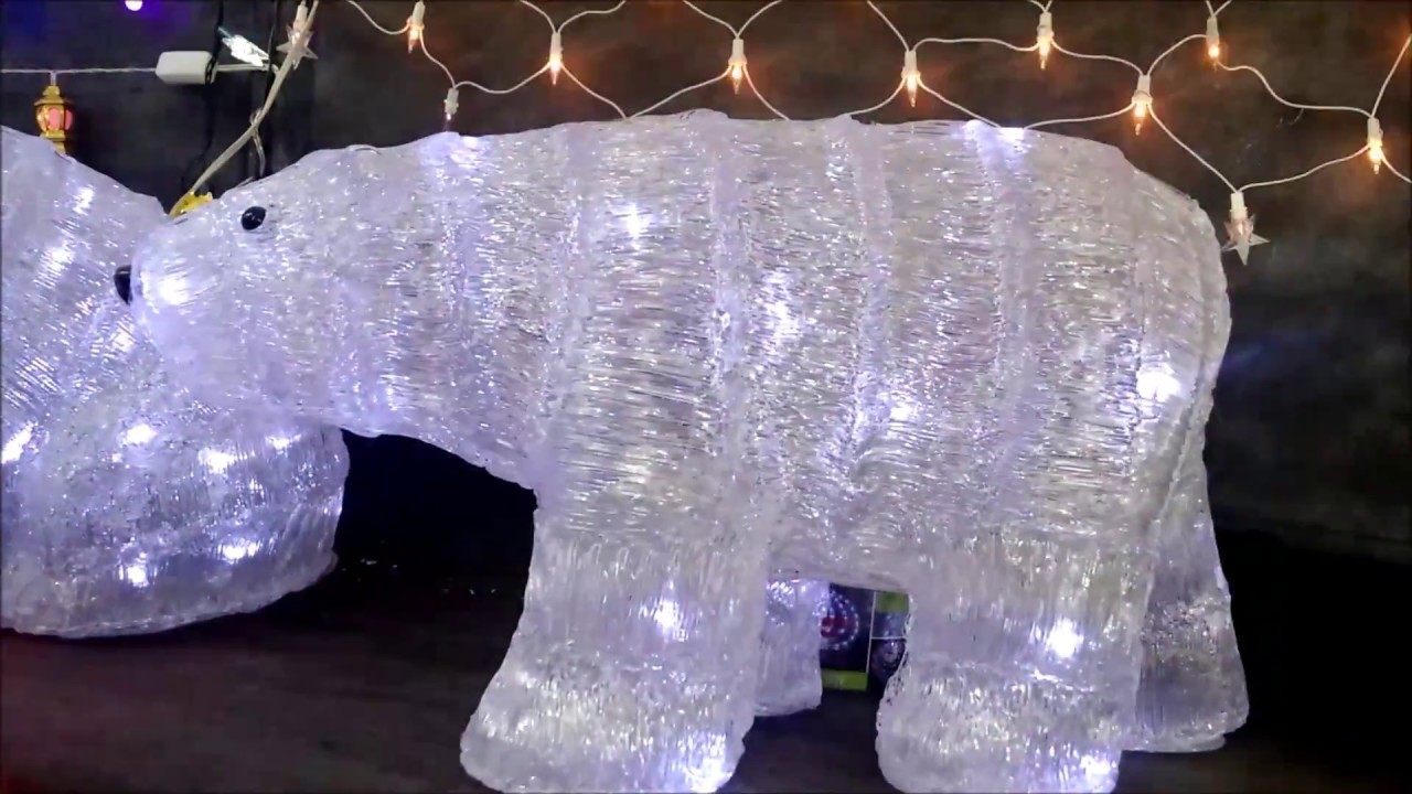 Urso acrílico grande pisca pisca led 60Cm Decoração Natal