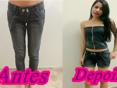 DIY |  Customização. Transforme sua calça jeans em shorts e blusa