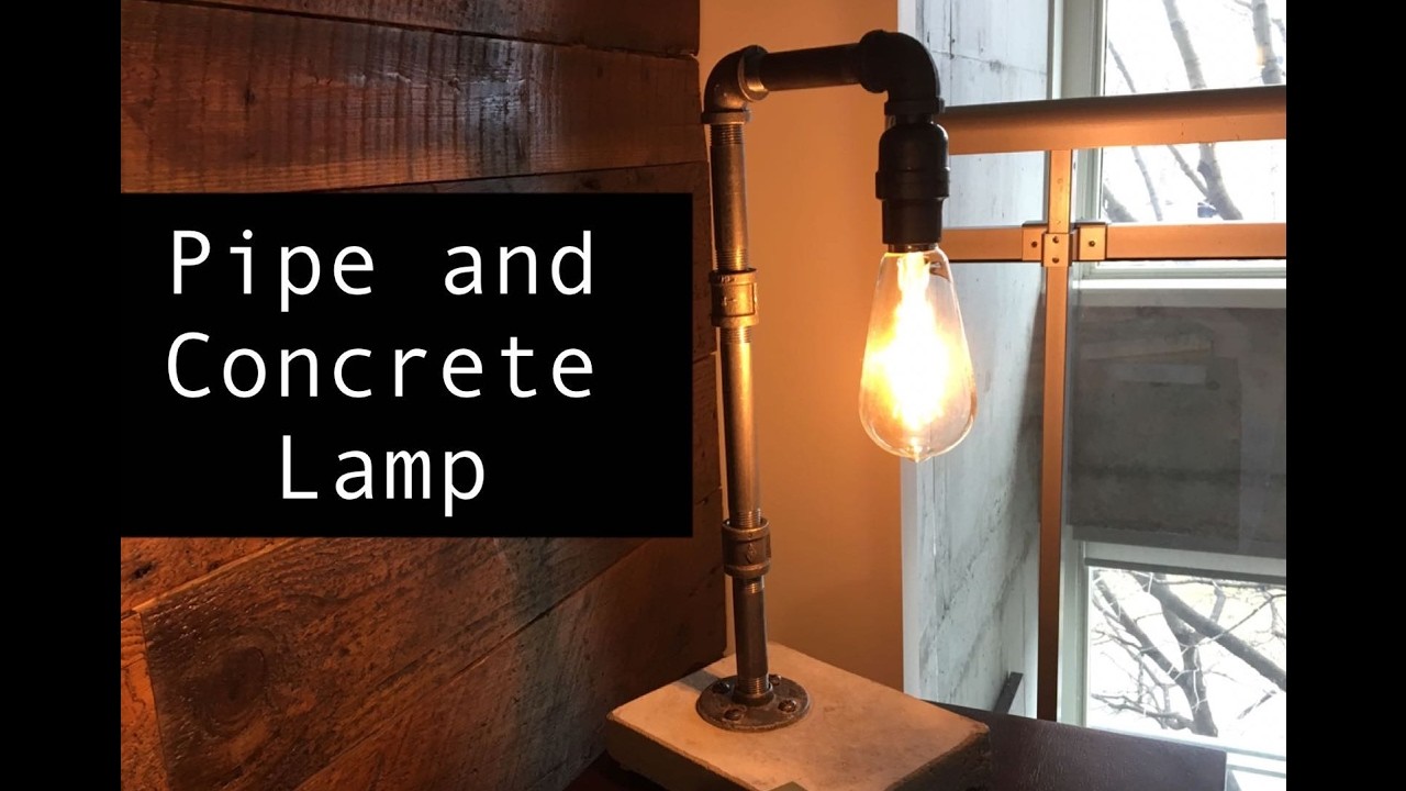 DIY -  Industrial Iron Black Pipe and Concrete Lamp - Luminária de Tubos de Ferro e Concreto