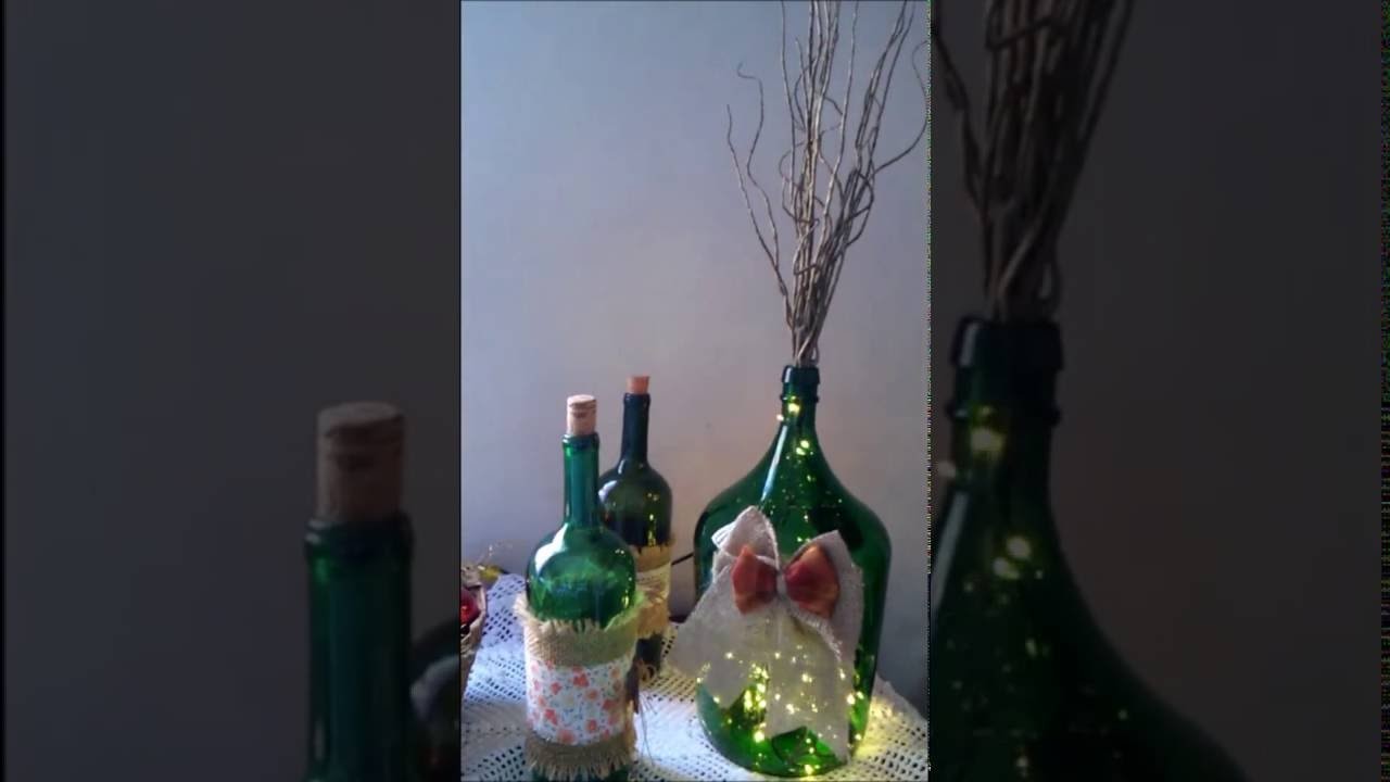 Decoração de Natal com Garrafa de Vinho e Luzinhas