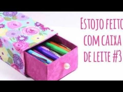 Diy; Estojo super fofo com caixa de leite.ou papelão