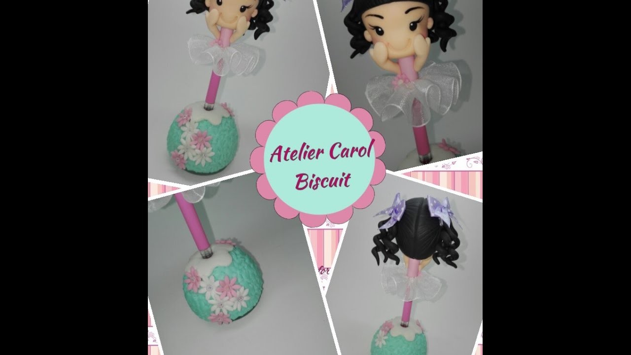 ????CANETA MENINA FLOR EM BISCUIT ????