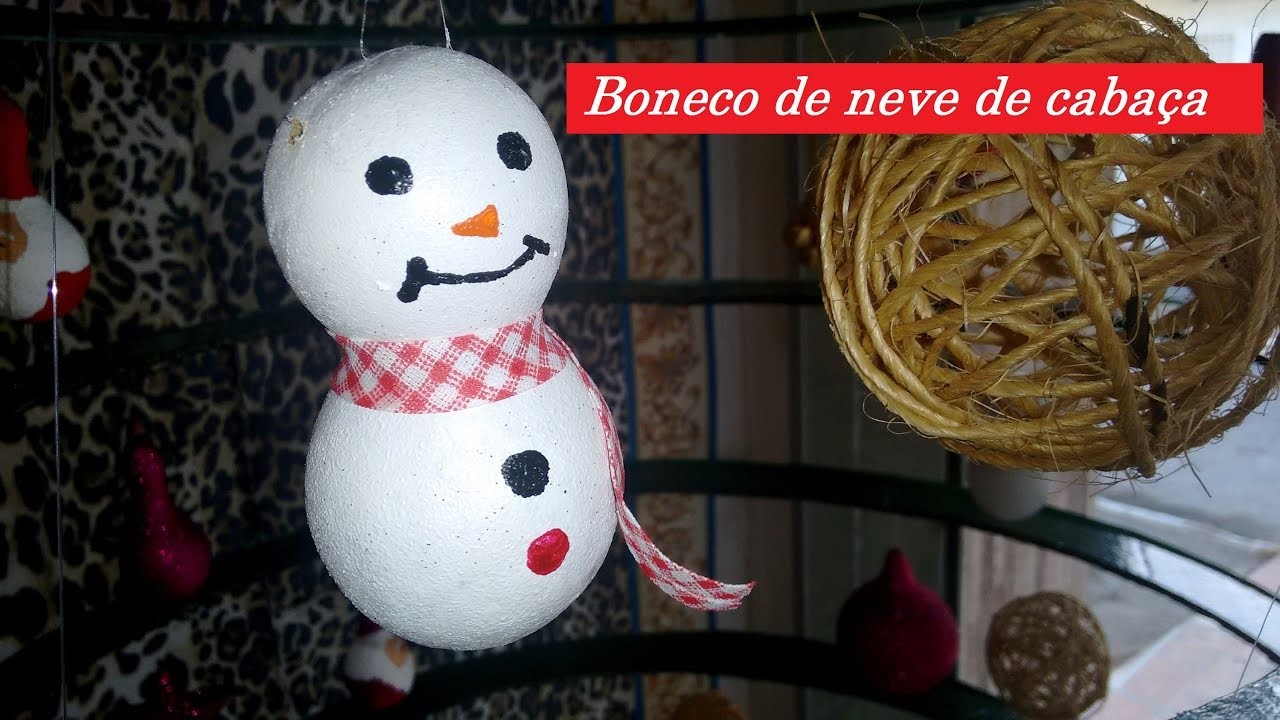 Diy especial de Natal #2 Enfeite para árvore de natal #2. Boneco de neve de cabaça