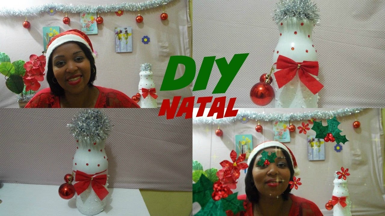 DIY GARRAFA DECORADA DE NATAL- MANDE SUA RECEITA DE NATAL