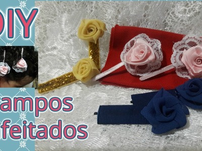 DIY Grampos de cabelo enfeitados com rosas