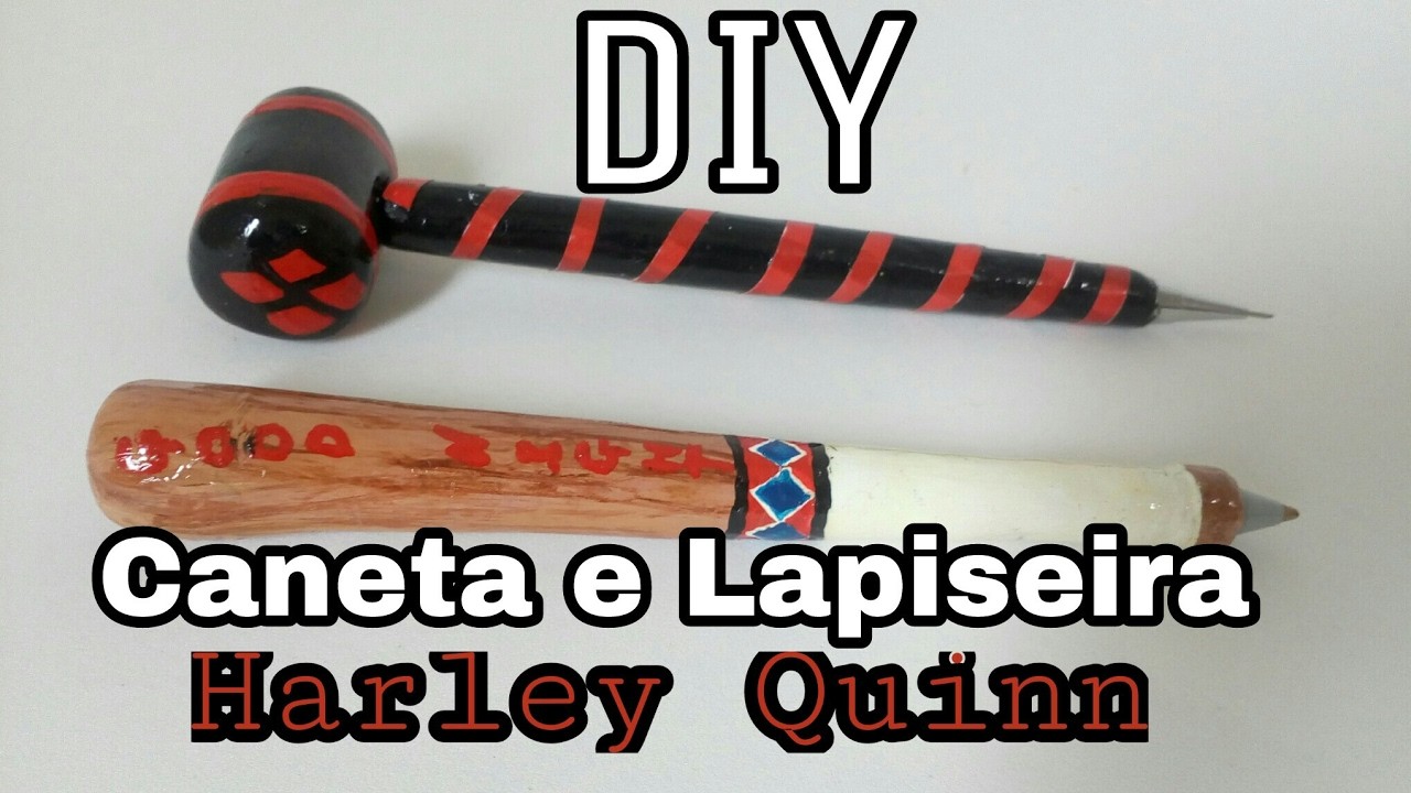 DIY- Caneta e Lapiseira da Harley Quinn #VoltaàsAulas (Leia a Descrição)