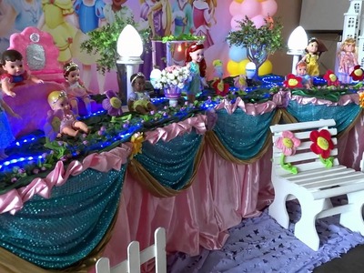 Decoração de festa infantil Princesas Baby Disney tradicional luxo