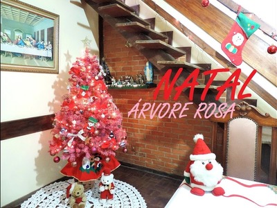 Montando a ÁRVORE DE NATAL ROSA e decoração da sala!