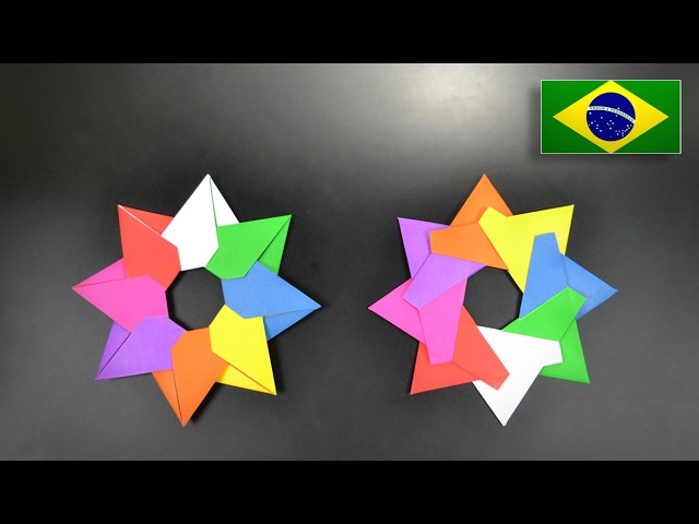 Origami: Mandala. Estrela Ninja de 8 pontas - intruções em Português BR