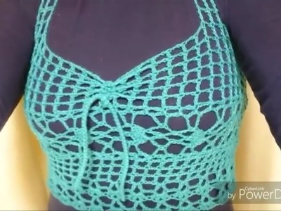 DIY CROCHET CROPPED TOP MINI BLUSA VERDE MUITO FÁCIL DE FAZER