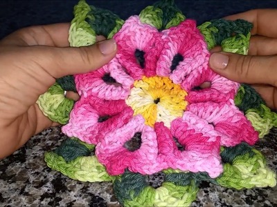 Flor de crochê integrada Part 1
