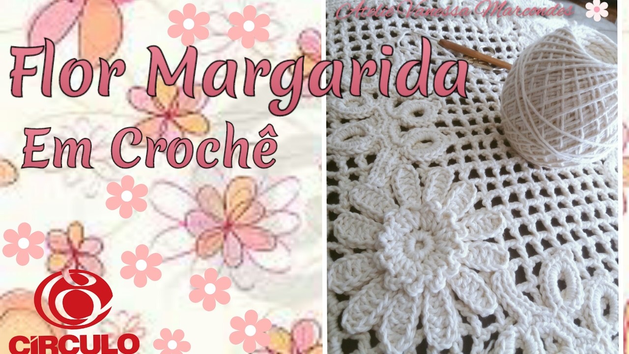 ????Flor Margarida em Crochê para aplicação. Por Vanessa Marcondes .