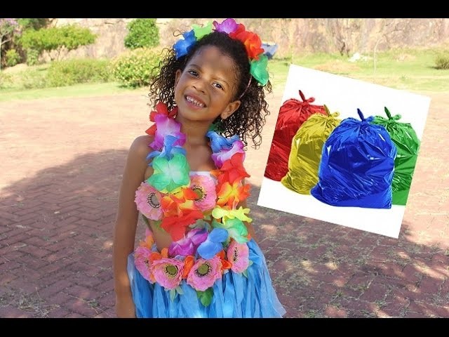 DIY-fantasia de havaiana para o carnaval feita com saco de lixo!
