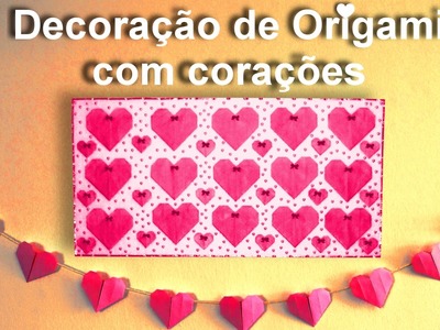 Decoração de Origami com corações.