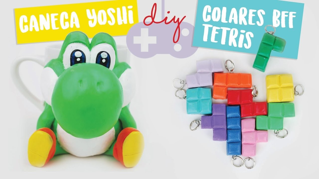DIY: Caneca Yoshi e Colar Tetris da Amizade! Por Isabelle Verona | #DIYGamesAntigos