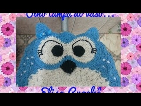 Olho para tampa do vaso, tapete do vaso e tapete da pia corujinha graciosa # Elisa Crochê