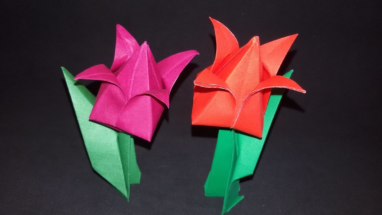 Origami: Flor Tulipa muito simples de se fazer