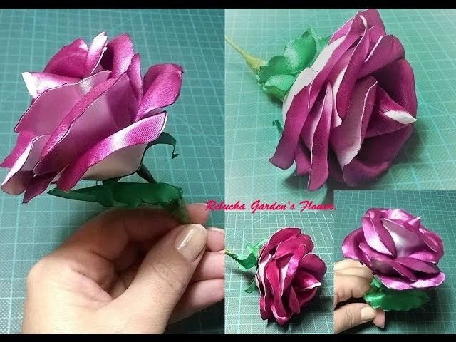 Kanzashi #136 - Flor de cetim - Rosa duas cores ! - Pétalas Duplas  - DIY. PAP - Flower. 簪