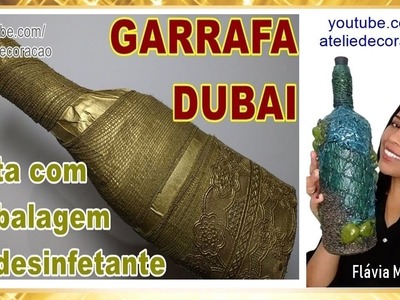 DIY - "Garrafa Dubai" com jornal, atadura e renda