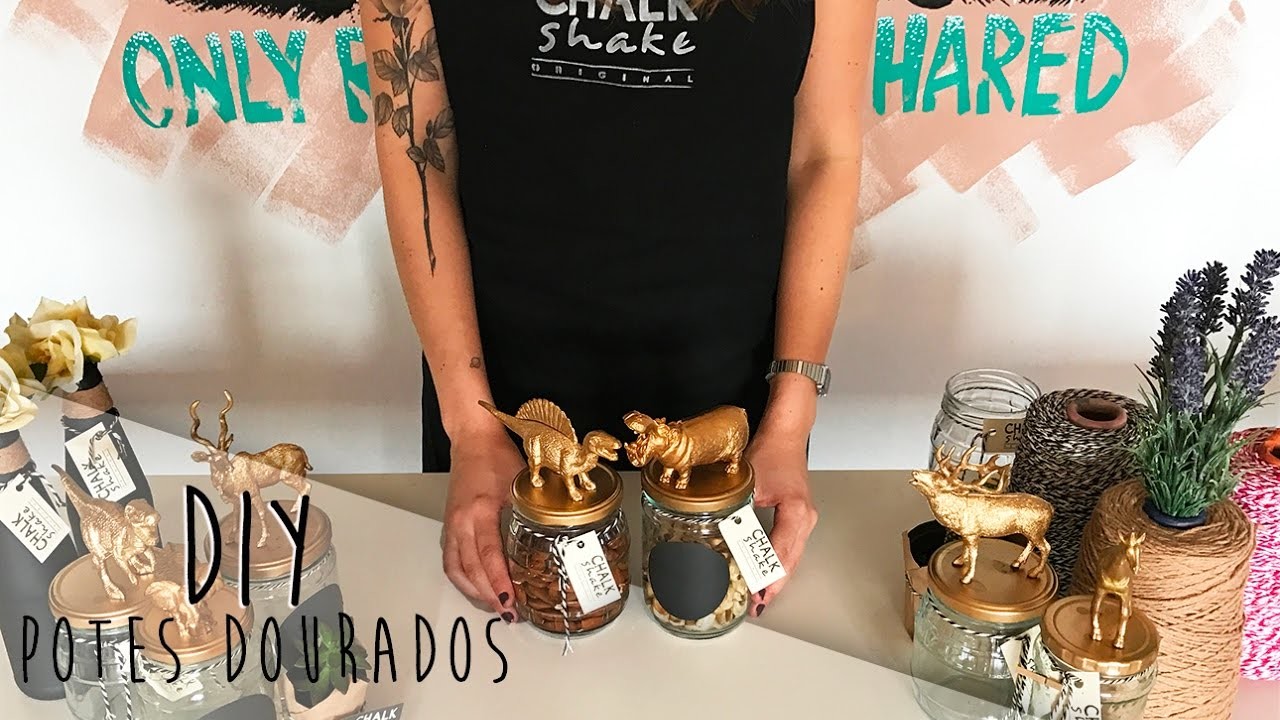 DIY:  Potes Dourados com bichinhos | Chalk Shake
