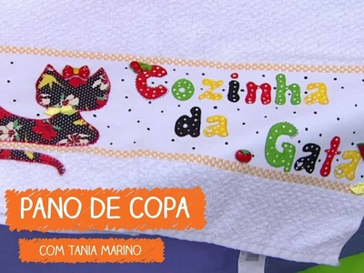 Pano de Copa com Gatinho - Tania Marino | Vitrine do Artesanato na TV - Gazeta