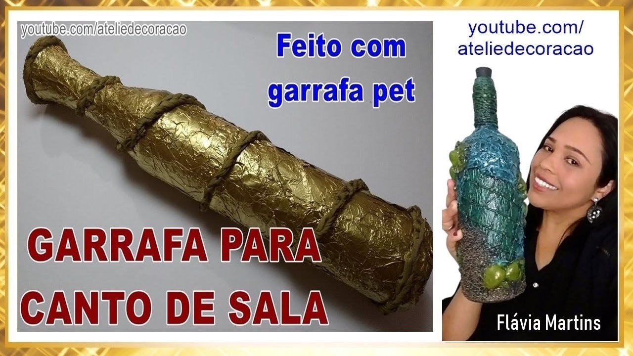 DIY - "Garrafa para Canto de Sala" feita com pet