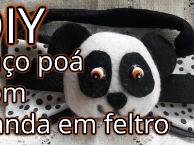 DIY Laço poá com urso panda em feltro