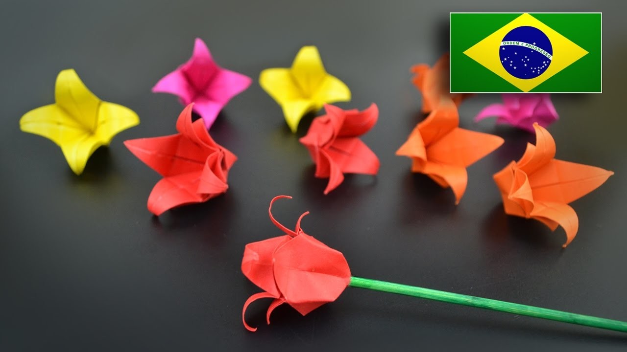 Origami: Flor. Tulipa - Instruções em Português BR