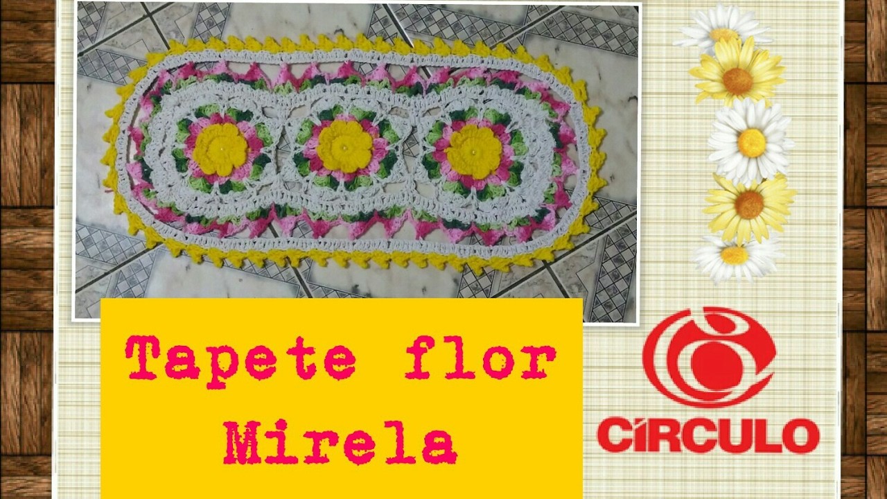 ????Versão canhotos: Tapete flor Mirela em crochê # Elisa Crochê