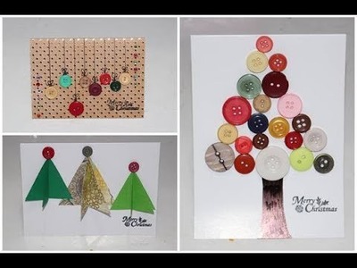 3 Cartões de Natal feito com Botões